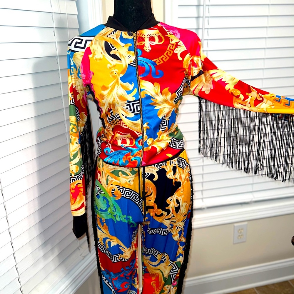 Mosaic Print Fringe Dress